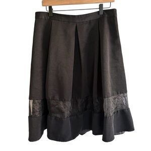 Express Elegant Black Pleated A-Line Midi Skirt Size 12 Cocktail Party Dressy